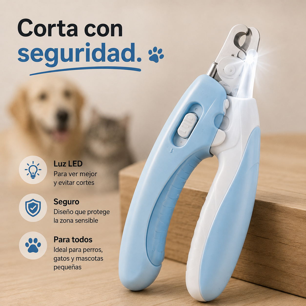 Cortauñas para Mascotas con Luz LED