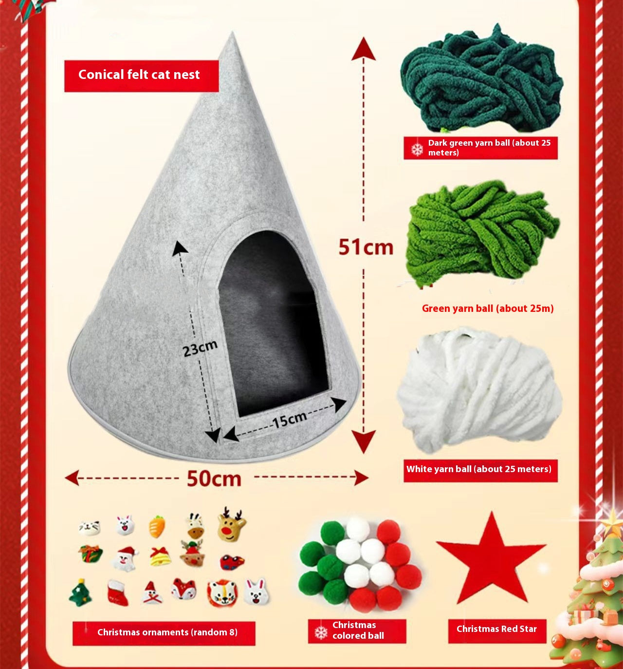 Medidas de la cueva y contenido del kit de Navidad