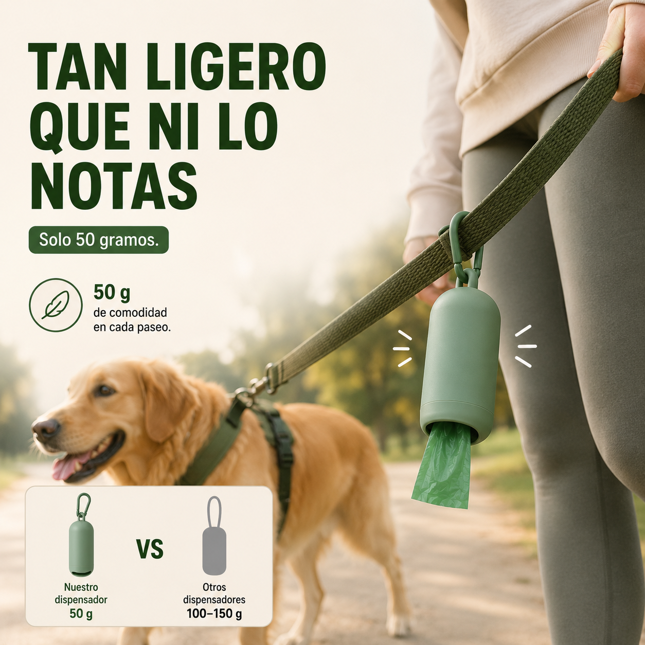 Dispensador de Bolsas para Perros con Clip para Correa