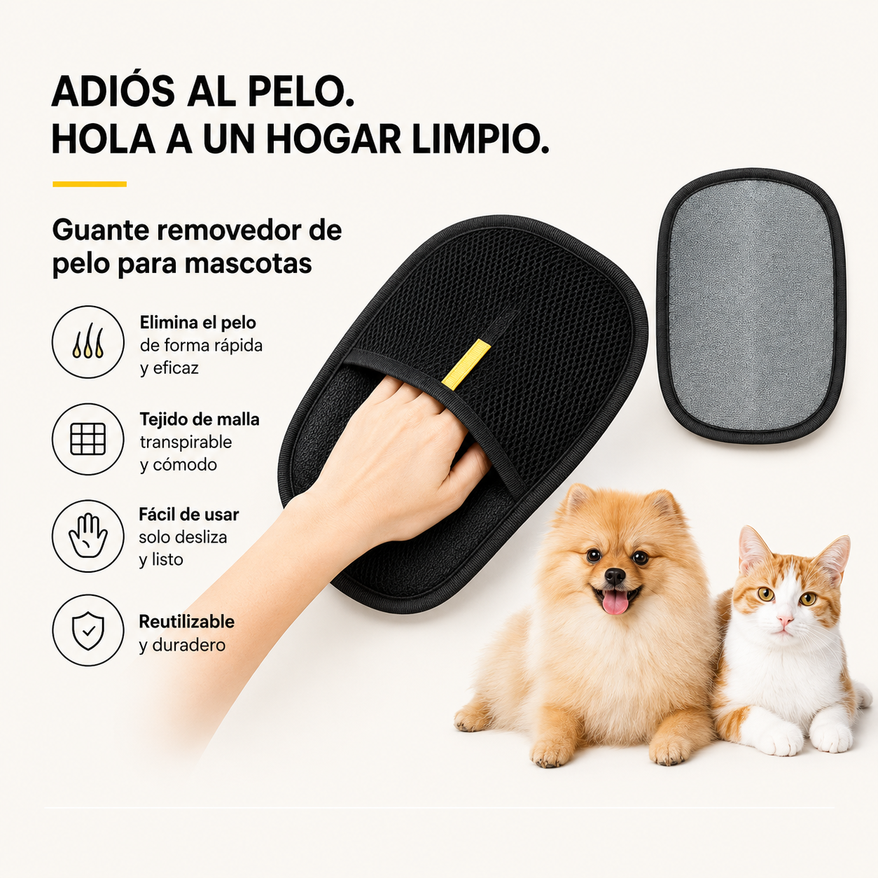 Guante Quitapelos 2 en 1 para Perros y Gatos – Limpieza y Masaje