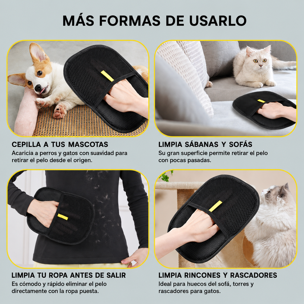 Guante Quitapelos 2 en 1 para Perros y Gatos – Limpieza y Masaje