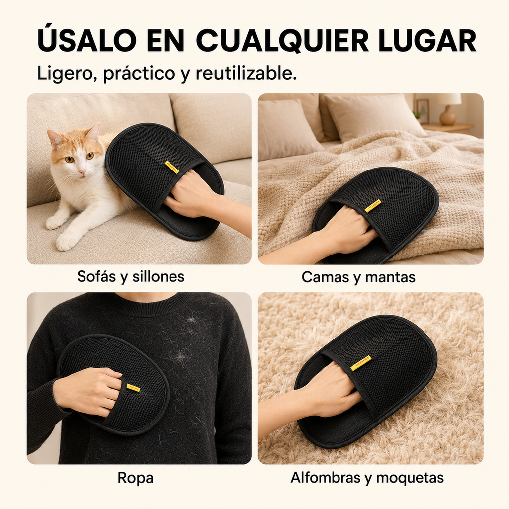 Guante Quitapelos 2 en 1 para Perros y Gatos – Limpieza y Masaje