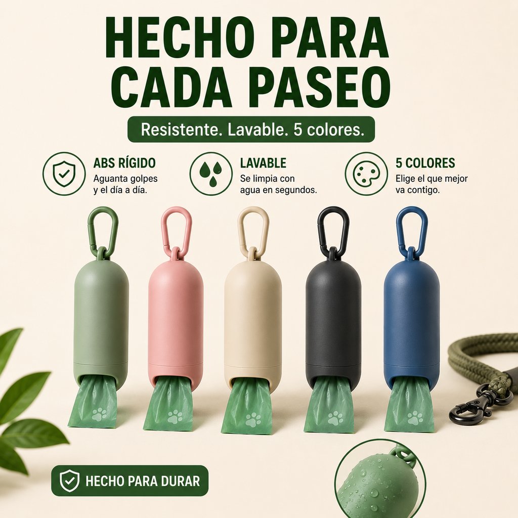 Dispensador de Bolsas para Perros con Clip para Correa
